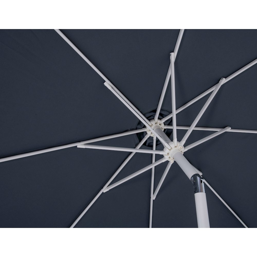 Fiji Grey Fabric / Matte Black Aluminum Patio Umbrella with Base Sets. Picture 16