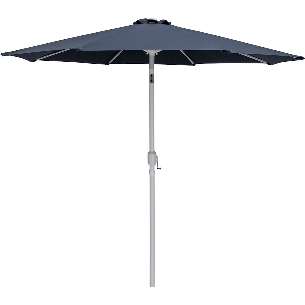 Fiji Grey Fabric / Matte Black Aluminum Patio Umbrella with Base Sets. Picture 2