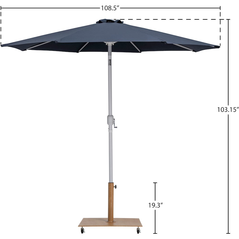 Fiji Grey Fabric / Teak Aluminum Patio Umbrella with Base Sets. Picture 18