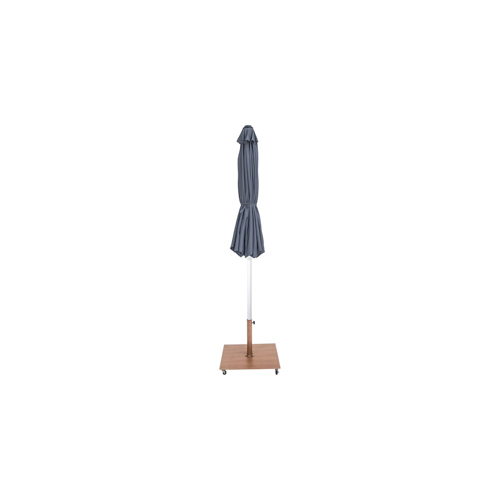 Fiji Grey Fabric / Teak Aluminum Patio Umbrella with Base Sets. Picture 13