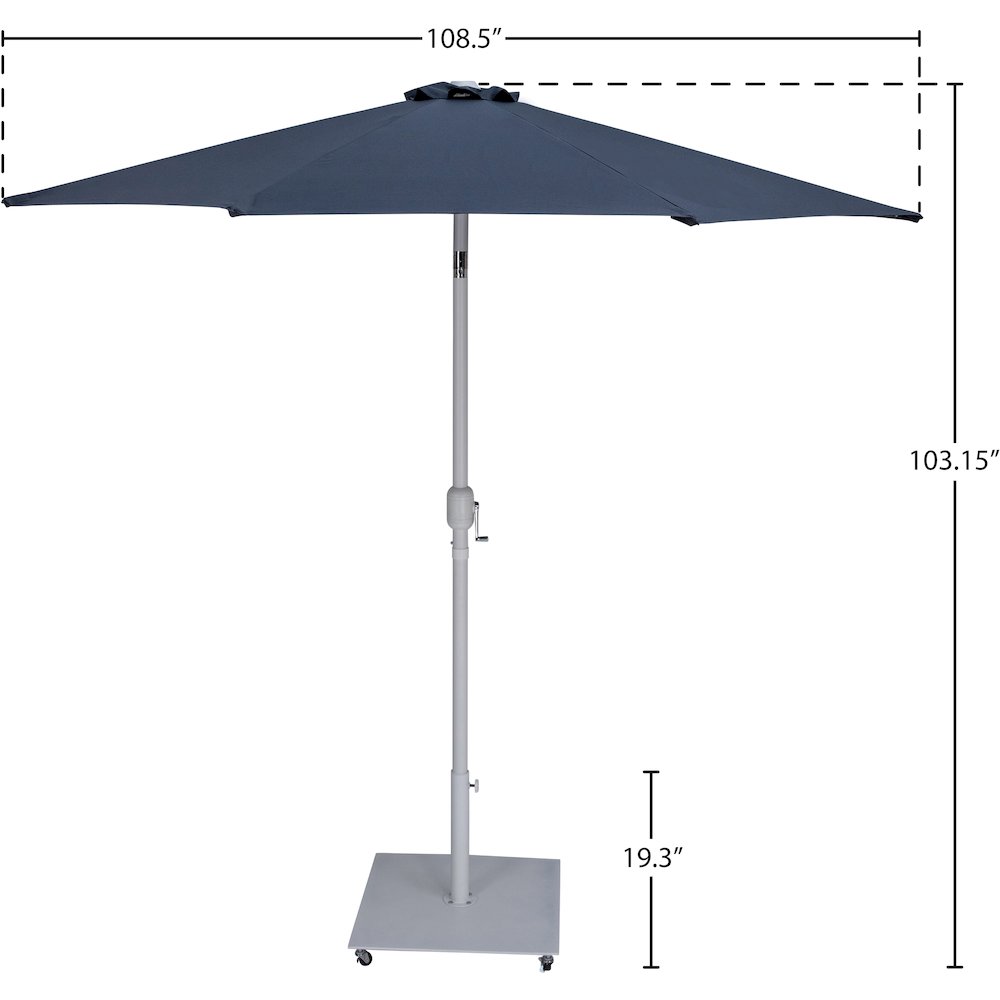 Fiji Grey Fabric / Matte White Aluminum Patio Umbrella with Base Sets. Picture 18