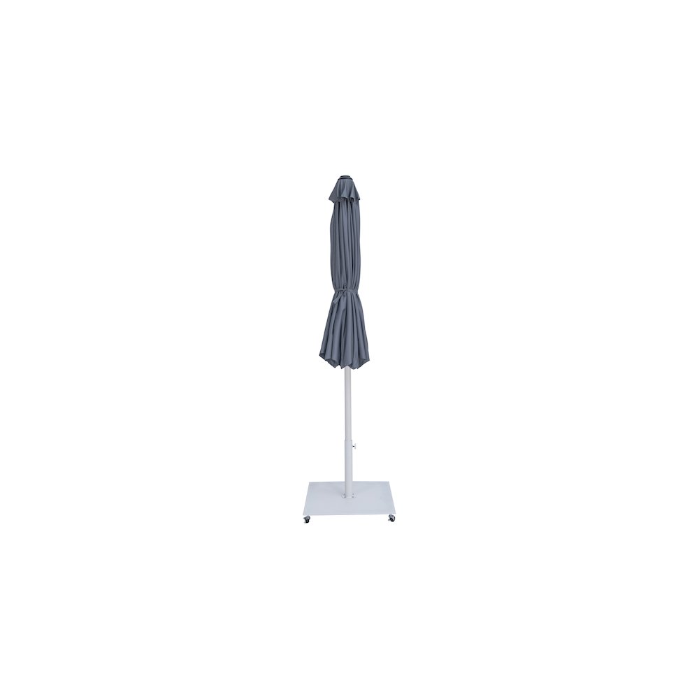 Fiji Grey Fabric / Matte White Aluminum Patio Umbrella with Base Sets. Picture 13