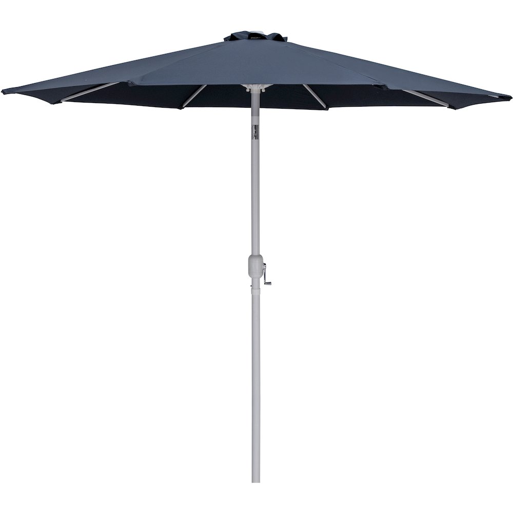 Fiji Grey Fabric / Matte White Aluminum Patio Umbrella with Base Sets. Picture 2