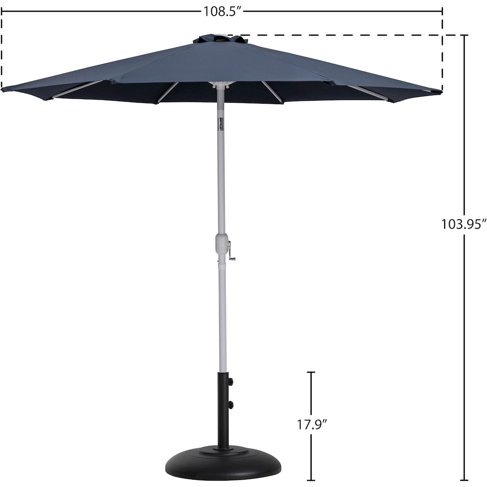 Fiji Grey Fabric / Matte Black Aluminum Patio Umbrella with Base Sets. Picture 15