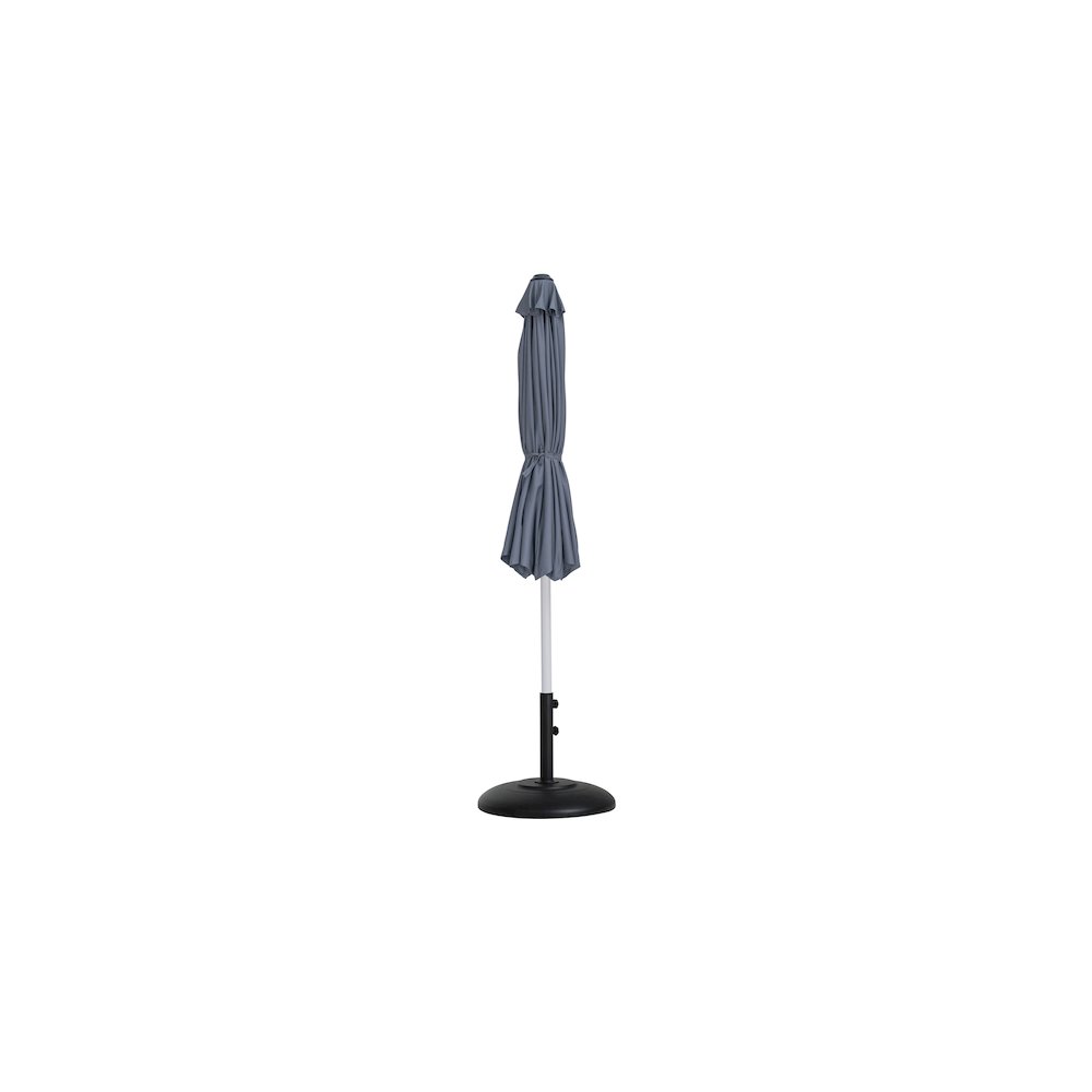 Fiji Grey Fabric / Matte Black Aluminum Patio Umbrella with Base Sets. Picture 10