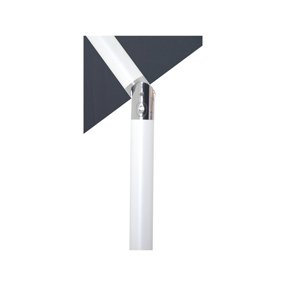 Fiji Grey Fabric / Matte Black Aluminum Patio Umbrella with Base Sets. Picture 12