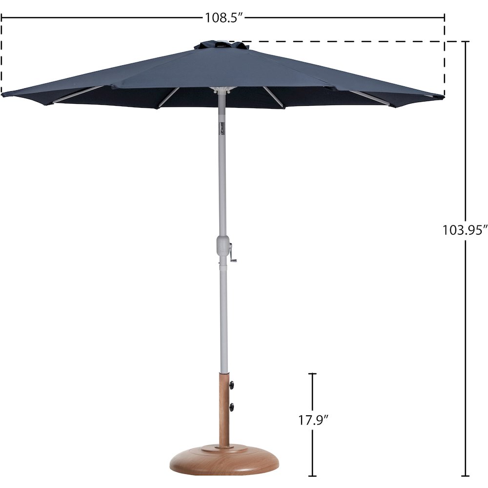 Fiji Grey Fabric / Teak Aluminum Patio Umbrella with Base Sets. Picture 15