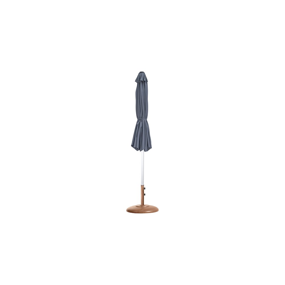 Fiji Grey Fabric / Teak Aluminum Patio Umbrella with Base Sets. Picture 10