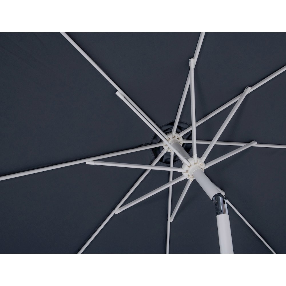Fiji Grey Fabric / Teak Aluminum Patio Umbrella with Base Sets. Picture 13