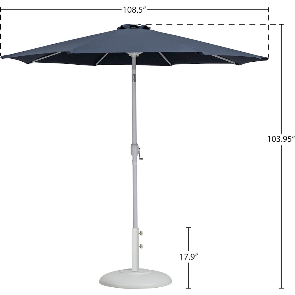 Fiji Grey Fabric / Matte White Aluminum Patio Umbrella with Base Sets. Picture 15