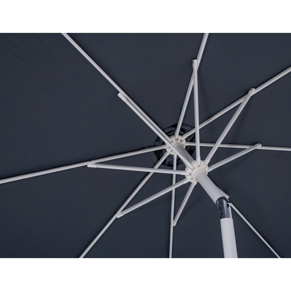 Fiji Grey Fabric / Matte White Aluminum Patio Umbrella with Base Sets. Picture 13