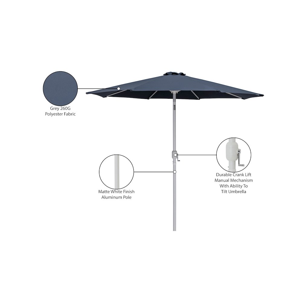 Fiji Grey Fabric Patio Umbrellas. Picture 10