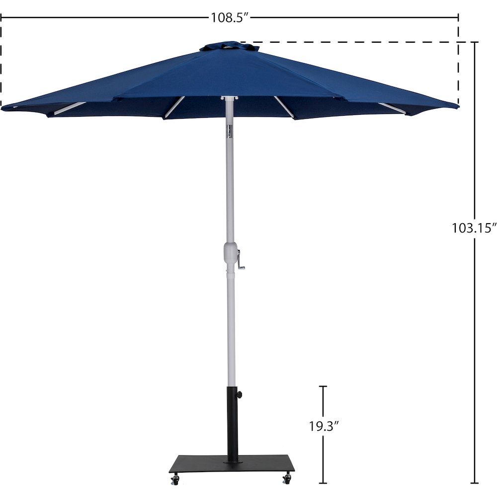 Fiji Navy Fabric / Matte Black Aluminum Patio Umbrella with Base Sets. Picture 18