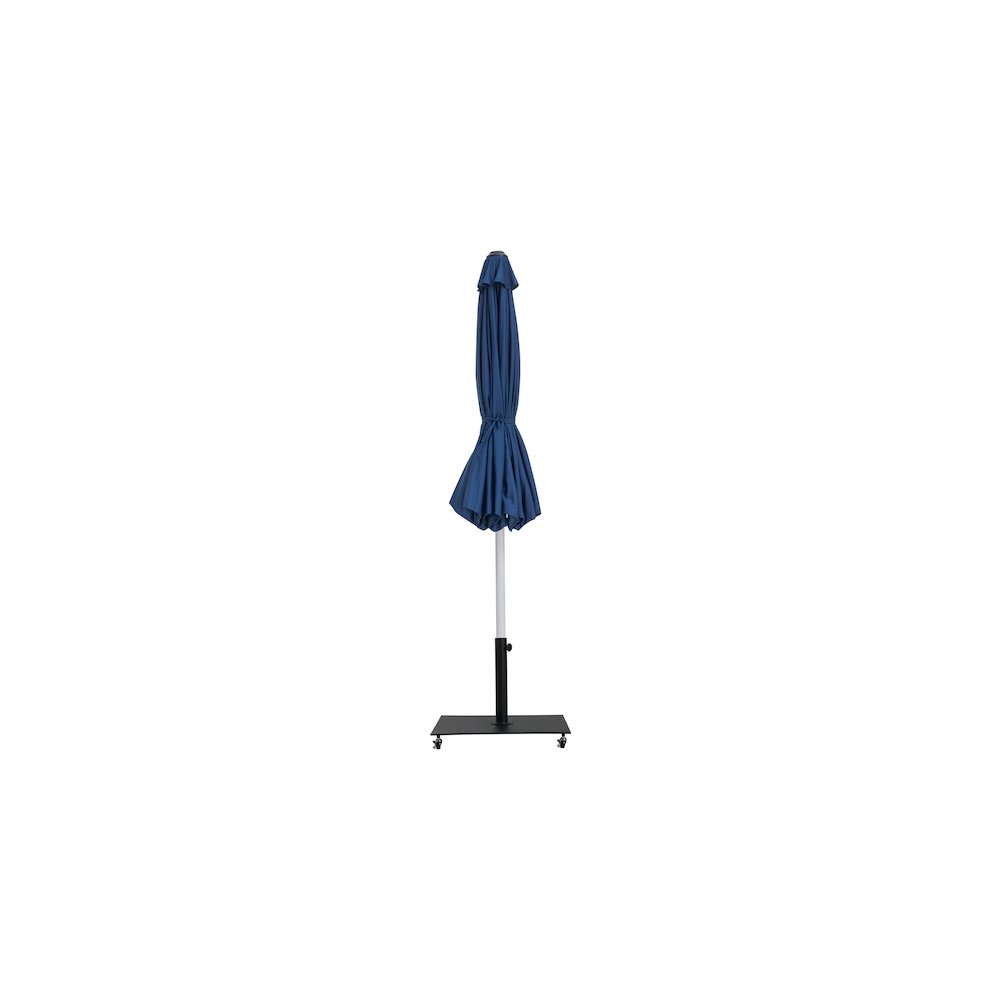 Fiji Navy Fabric / Matte Black Aluminum Patio Umbrella with Base Sets. Picture 13