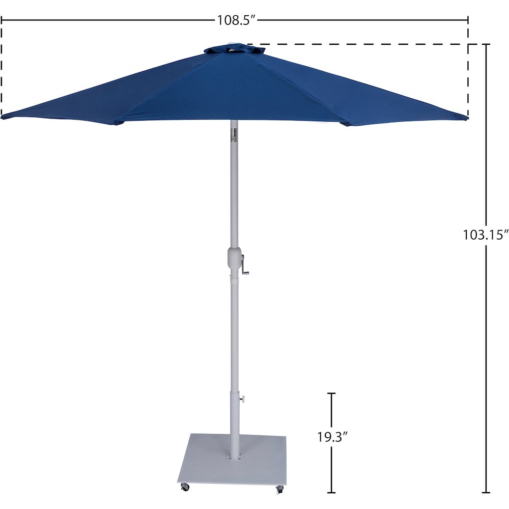 Fiji Navy Fabric / Matte White Aluminum Patio Umbrella with Base Sets. Picture 18