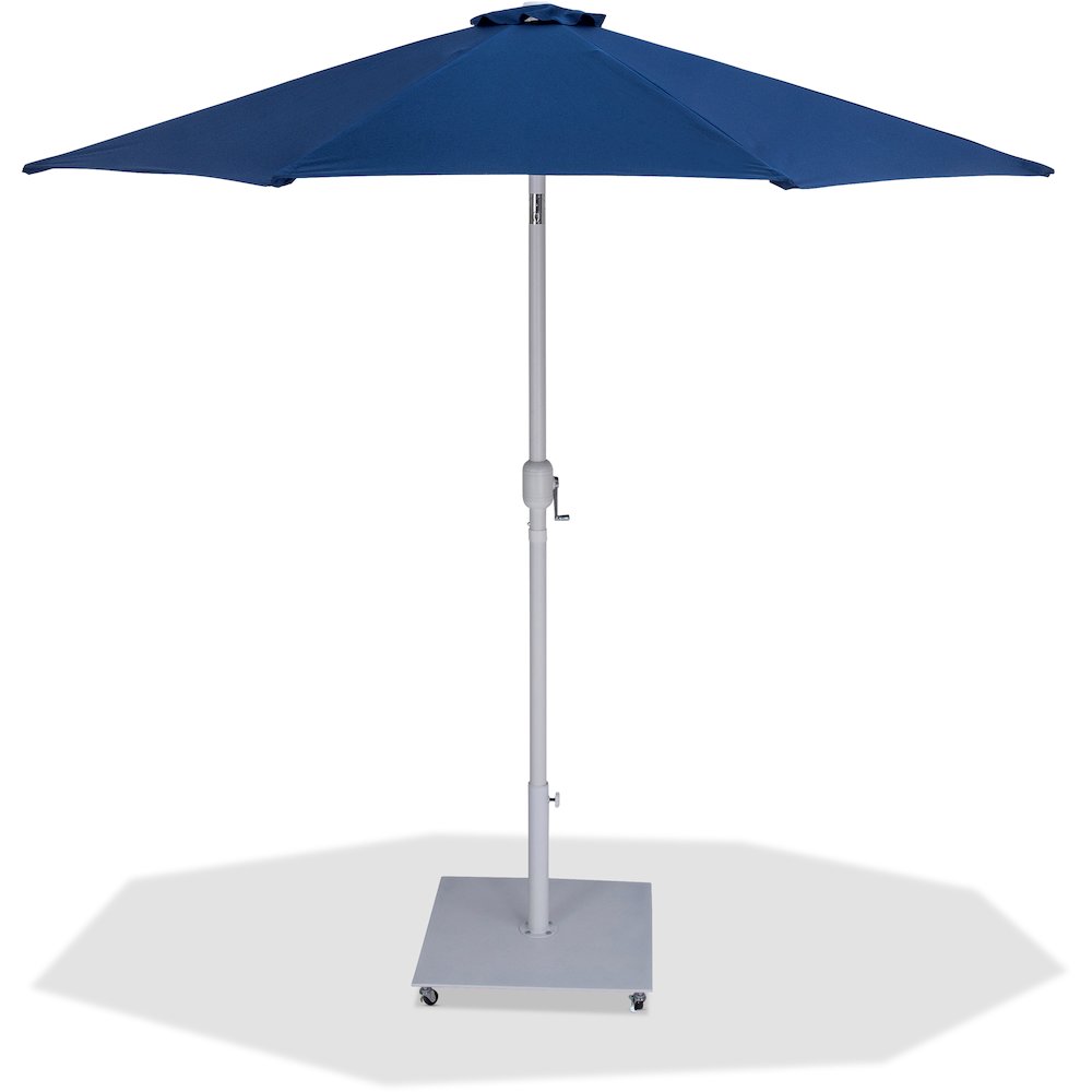 Fiji Navy Fabric / Matte White Aluminum Patio Umbrella with Base Sets. Picture 1