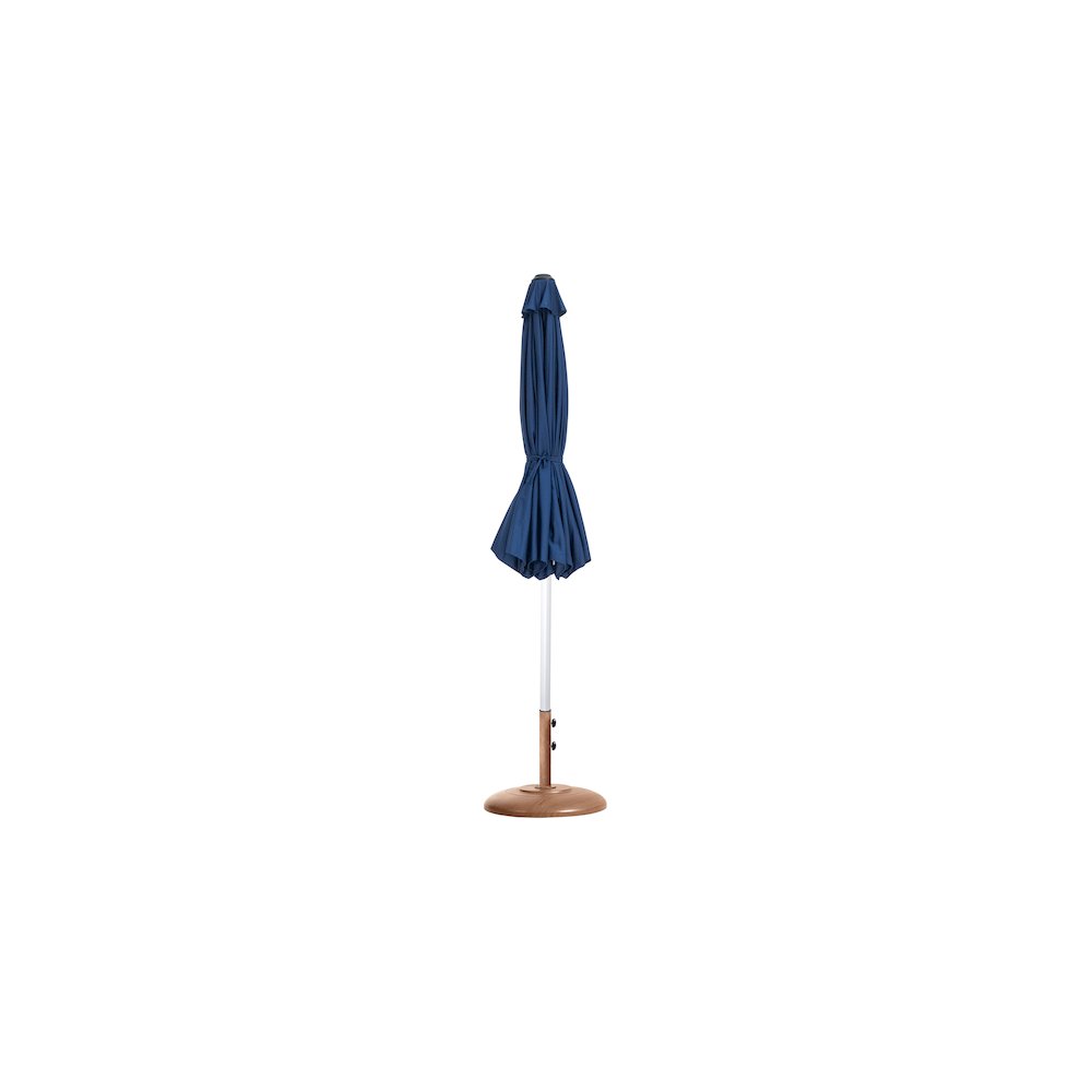 Fiji Navy Fabric / Teak Aluminum Patio Umbrella with Base Sets. Picture 10