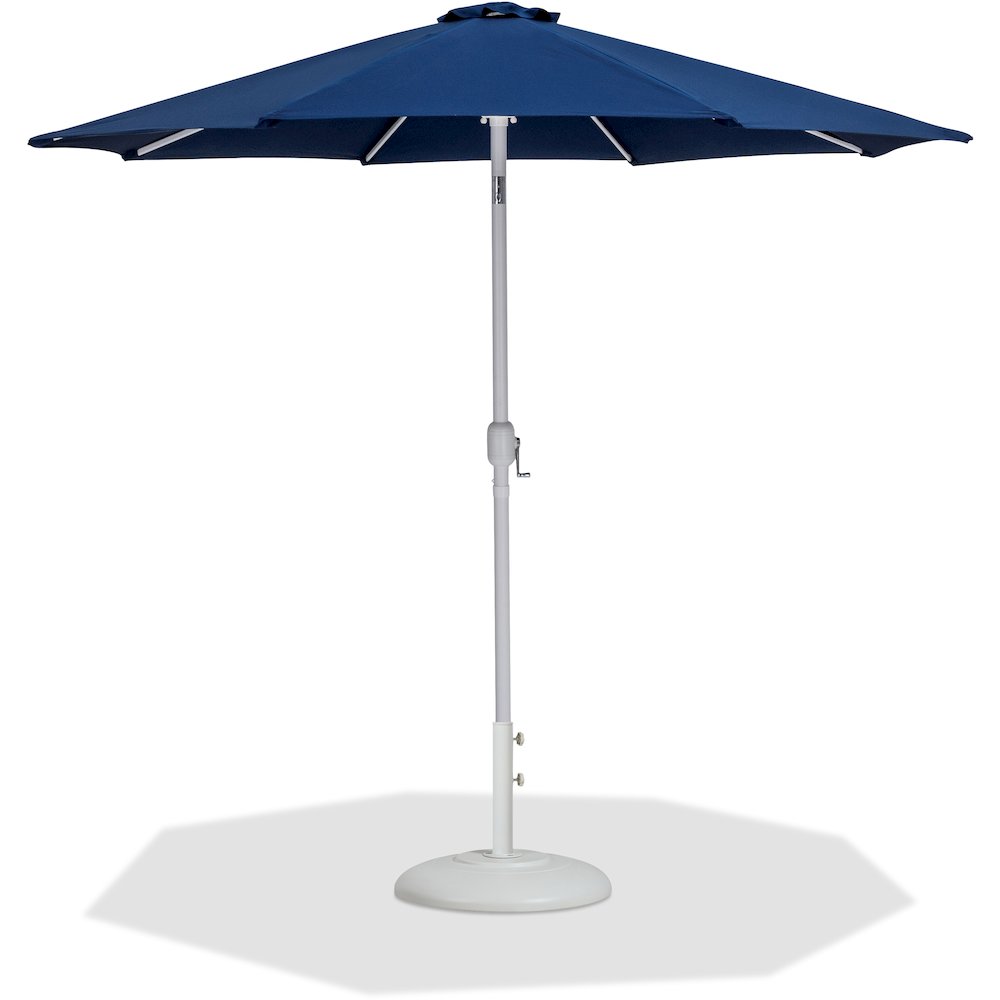 Fiji Navy Fabric / Matte White Aluminum Patio Umbrella with Base Sets. Picture 1