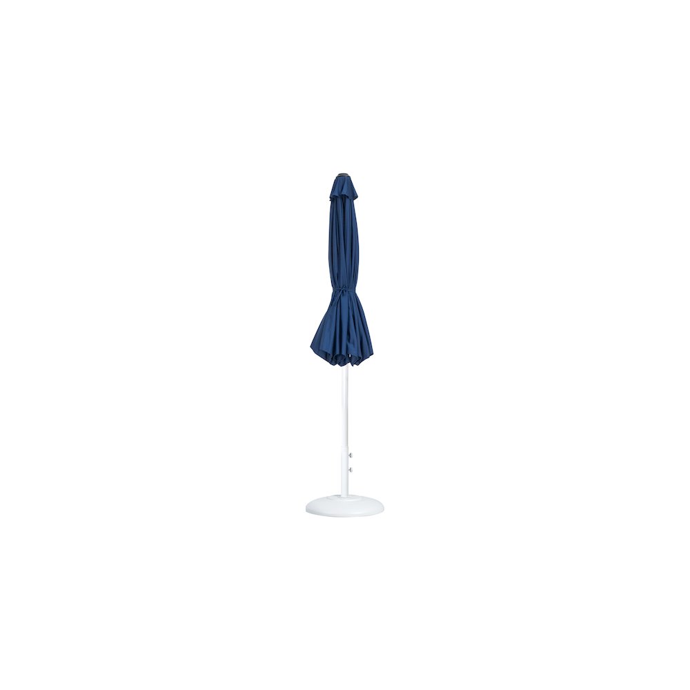Fiji Navy Fabric / Matte White Aluminum Patio Umbrella with Base Sets. Picture 10