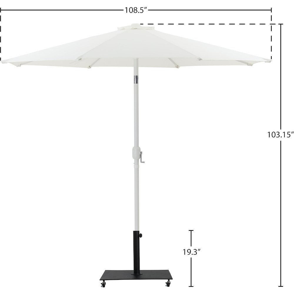 Fiji White Fabric / Matte Black Aluminum Patio Umbrella with Base Sets. Picture 18