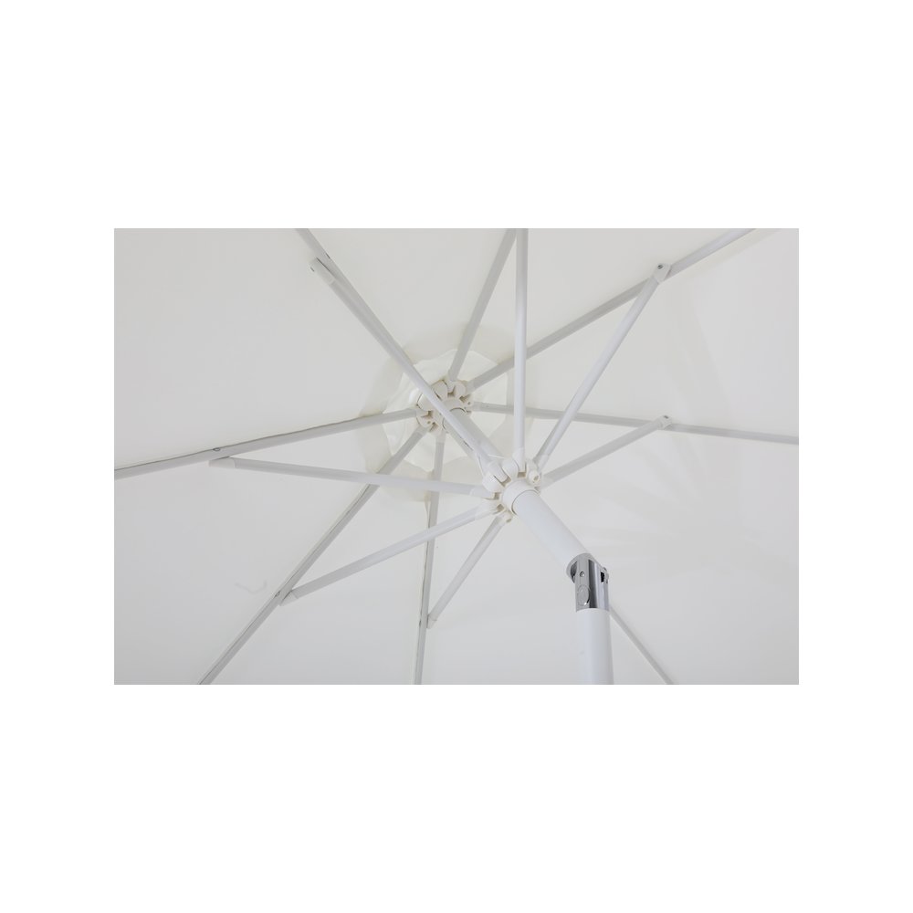 Fiji White Fabric / Matte Black Aluminum Patio Umbrella with Base Sets. Picture 16