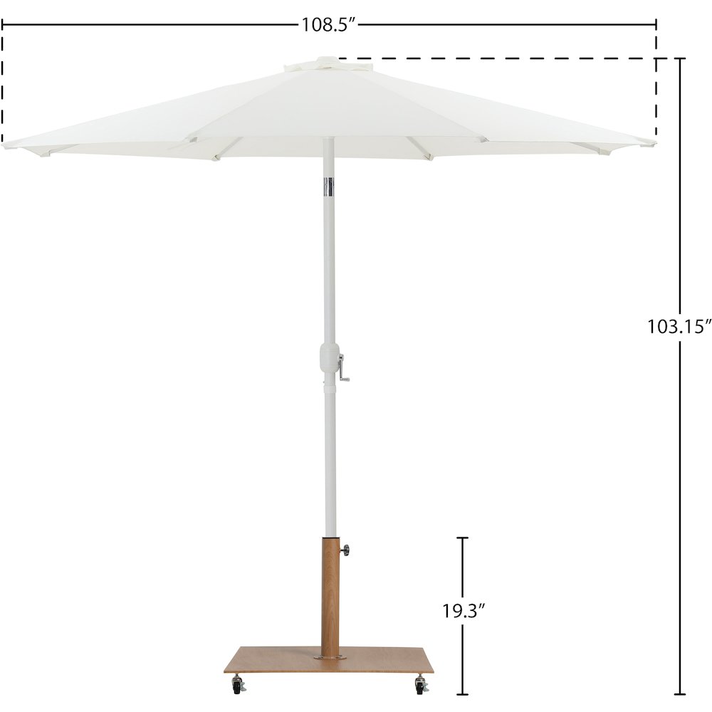 Fiji White Fabric / Teak Aluminum Patio Umbrella with Base Sets. Picture 18