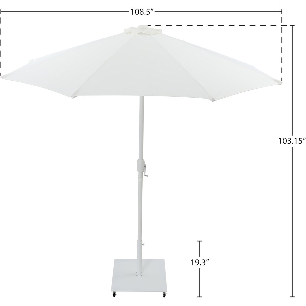 Fiji White Fabric / Matte White Aluminum Patio Umbrella with Base Sets. Picture 18