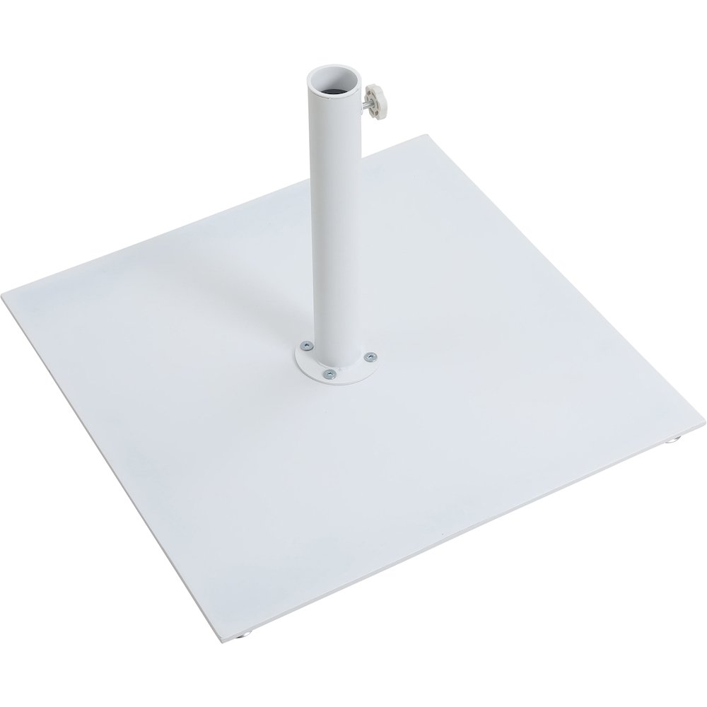 Fiji White Fabric / Matte White Aluminum Patio Umbrella with Base Sets. Picture 9