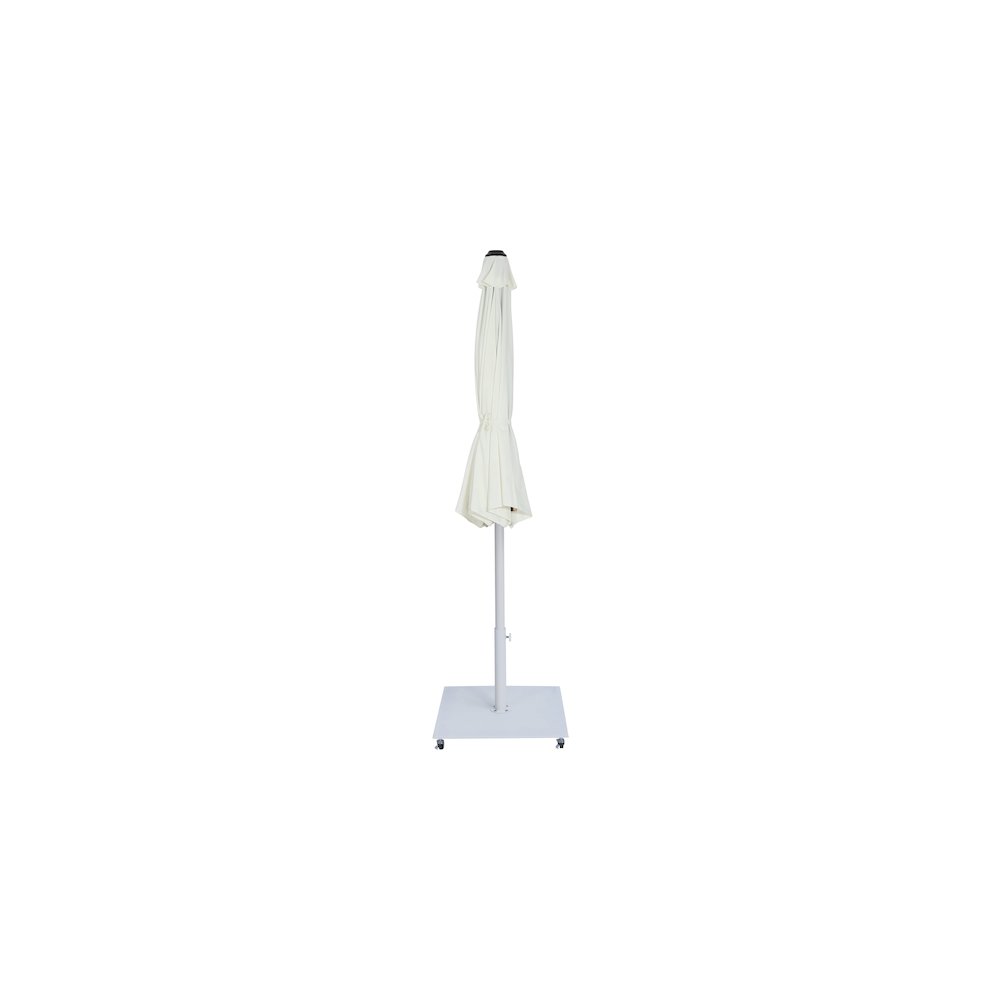 Fiji White Fabric / Matte White Aluminum Patio Umbrella with Base Sets. Picture 13