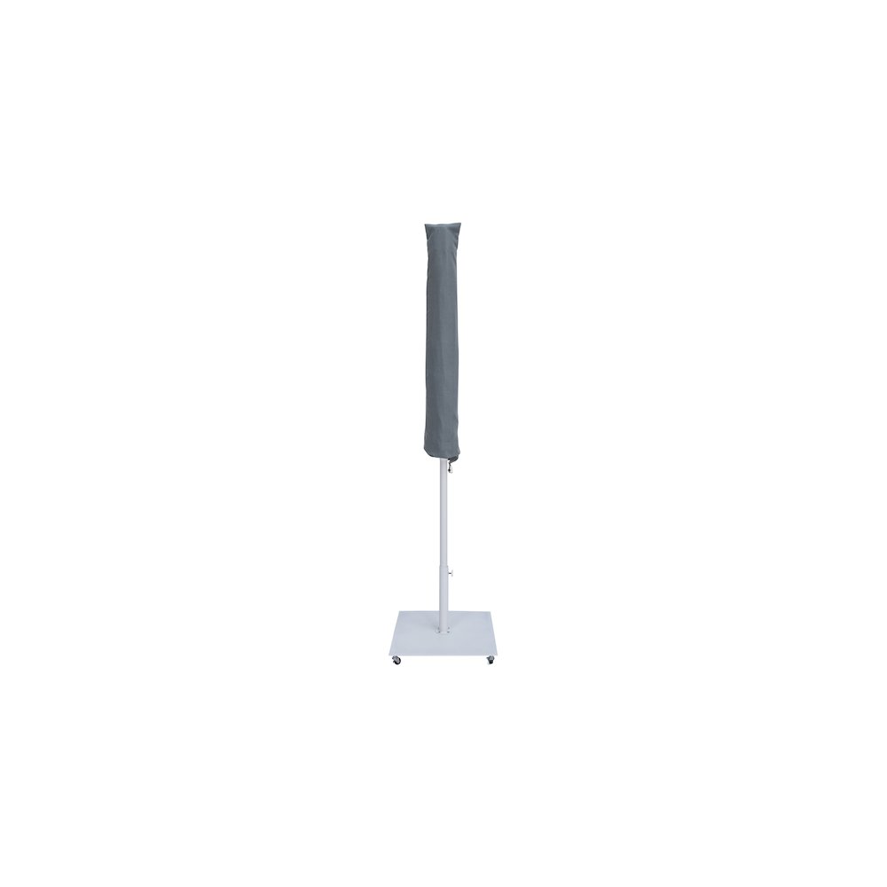 Fiji White Fabric / Matte White Aluminum Patio Umbrella with Base Sets. Picture 14