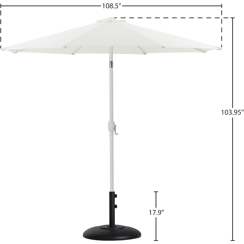 Fiji White Fabric / Matte Black Aluminum Patio Umbrella with Base Sets. Picture 15