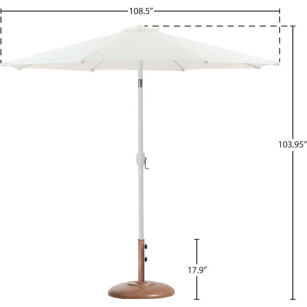 Fiji White Fabric / Teak Aluminum Patio Umbrella with Base Sets. Picture 15