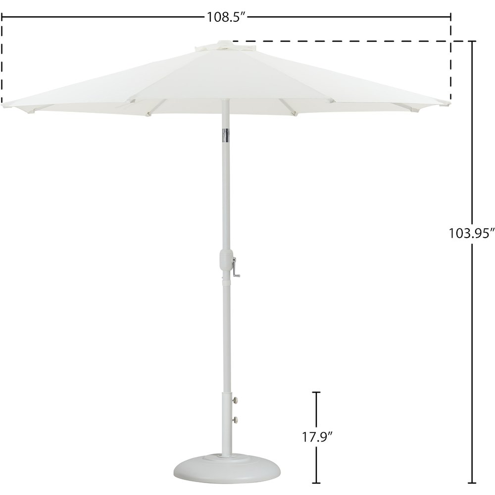 Fiji White Fabric / Matte White Aluminum Patio Umbrella with Base Sets. Picture 15