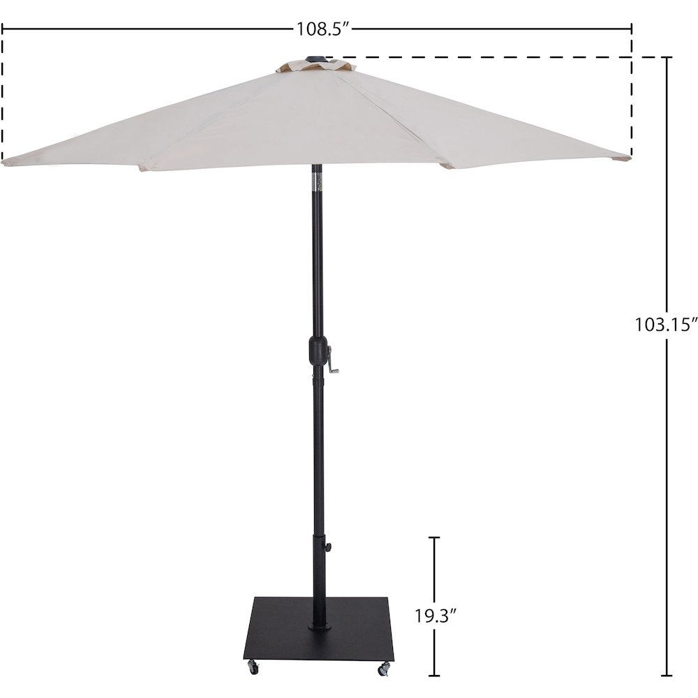 Fiji Beige Fabric / Matte Black Aluminum Patio Umbrella with Base Sets. Picture 17