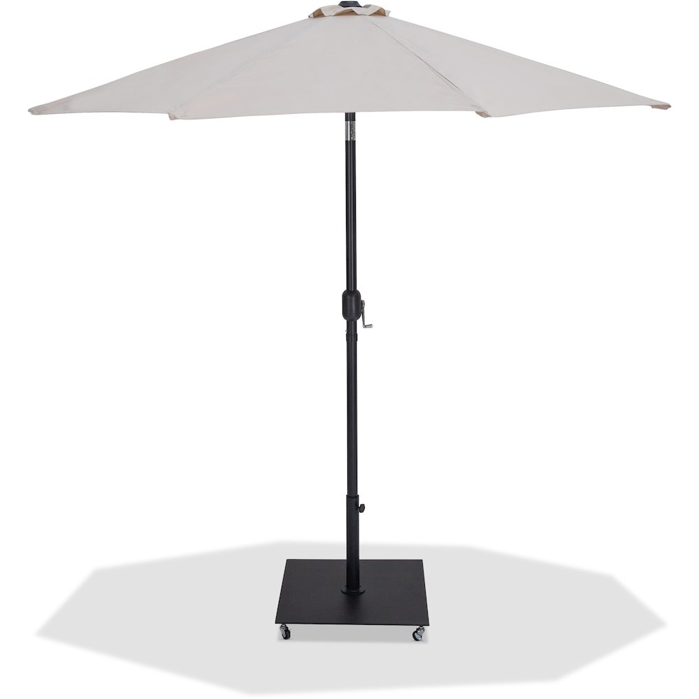 Fiji Beige Fabric / Matte Black Aluminum Patio Umbrella with Base Sets. Picture 1