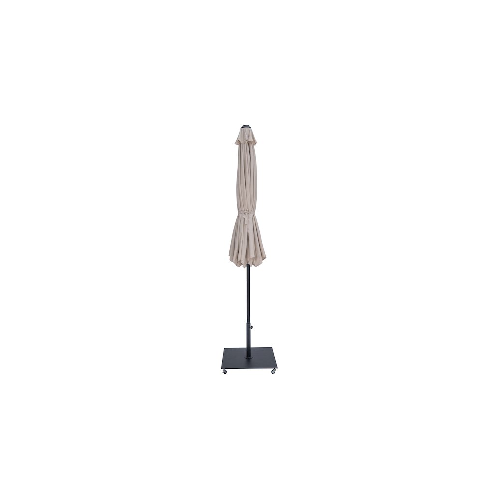 Fiji Beige Fabric / Matte Black Aluminum Patio Umbrella with Base Sets. Picture 12