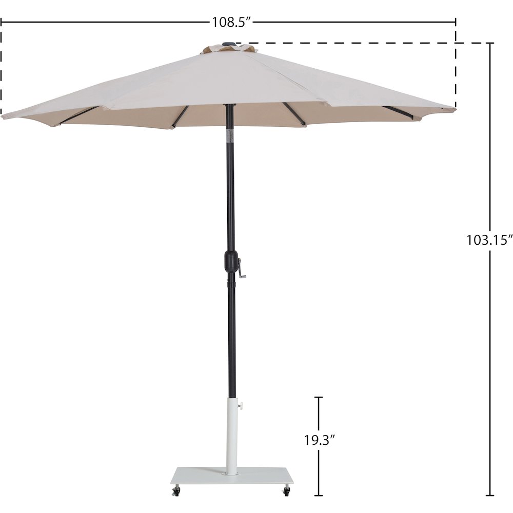 Fiji Beige Fabric / Matte White Aluminum Patio Umbrella with Base Sets. Picture 17