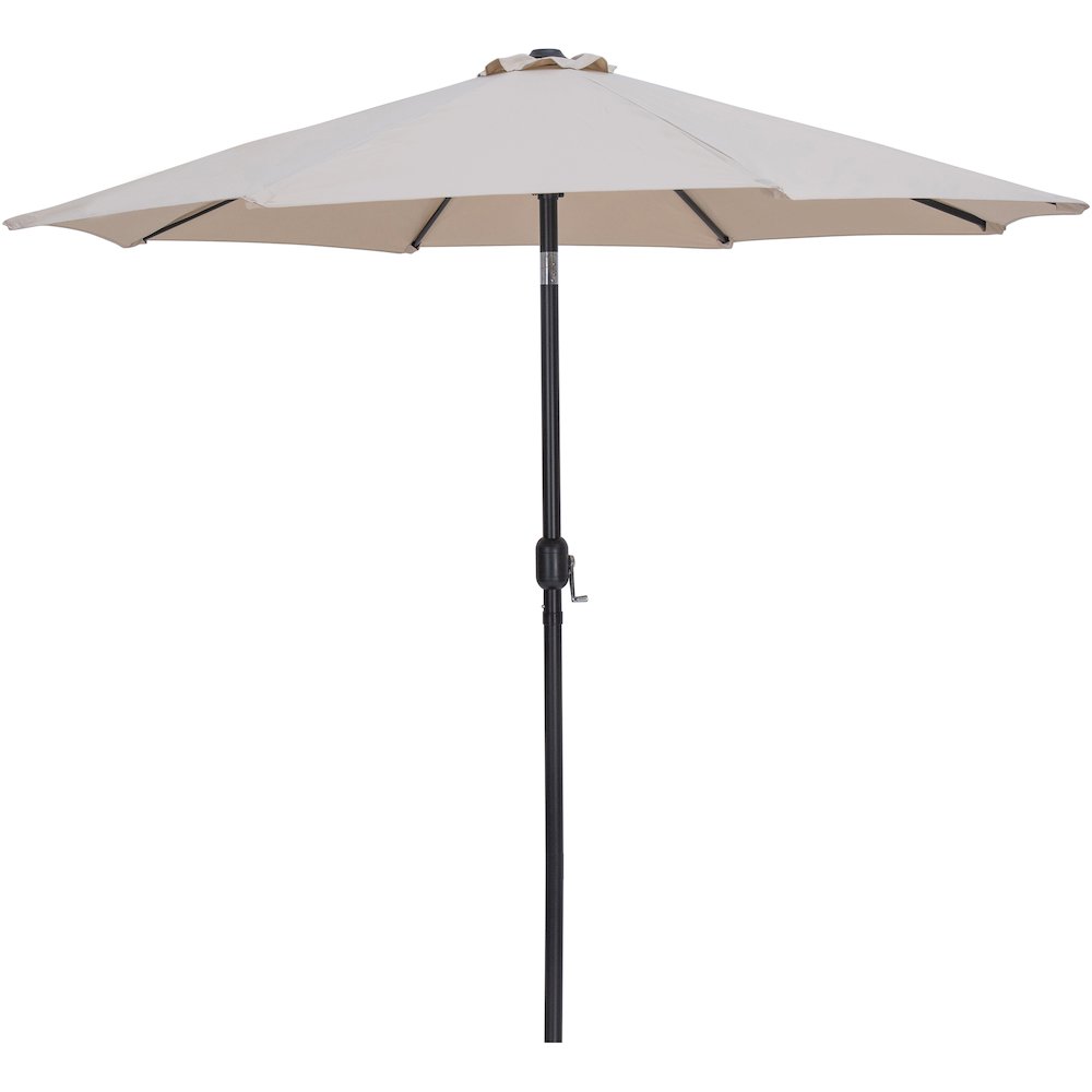Fiji Beige Fabric / Matte White Aluminum Patio Umbrella with Base Sets. Picture 2