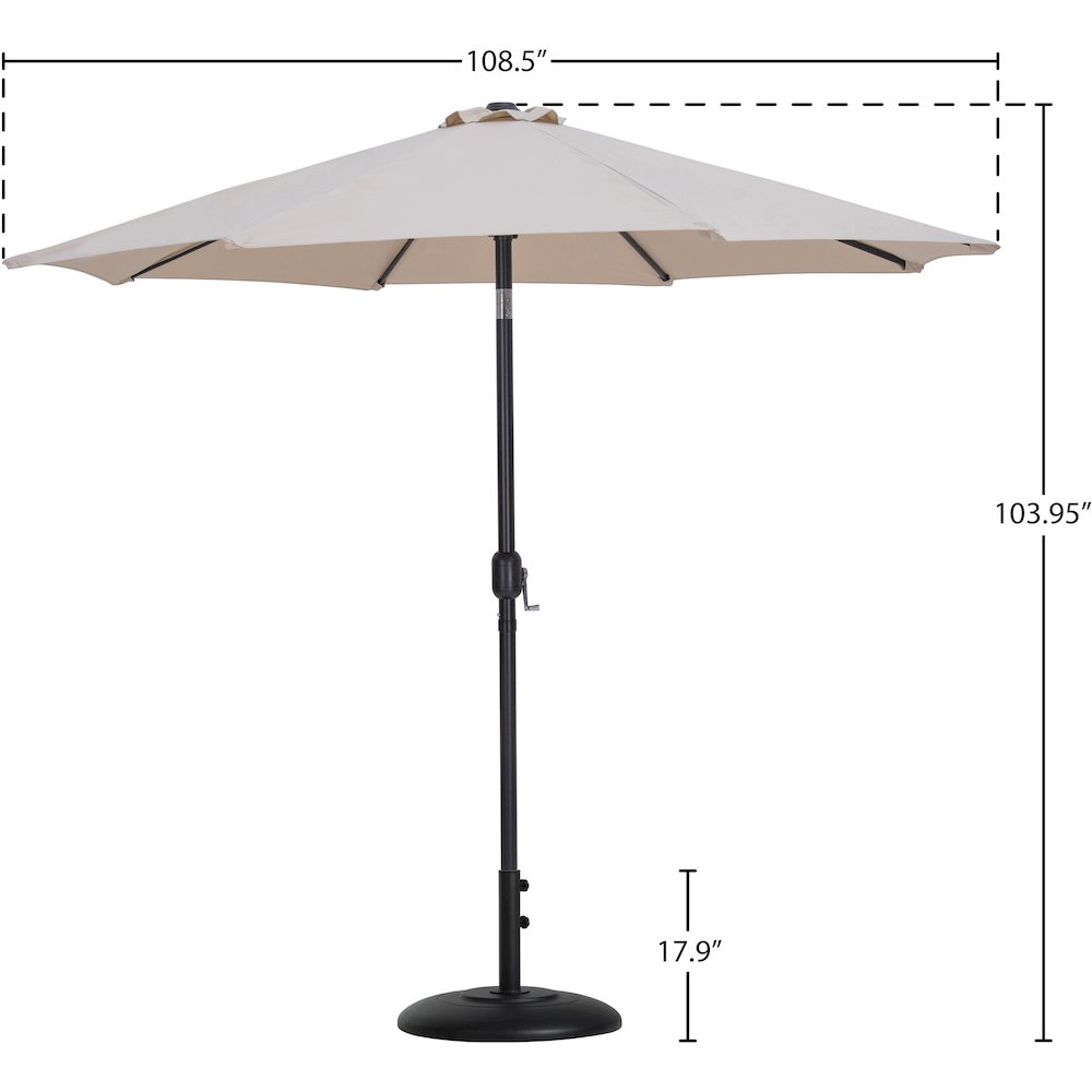 Fiji Beige Fabric / Matte Black Aluminum Patio Umbrella with Base Sets. Picture 15