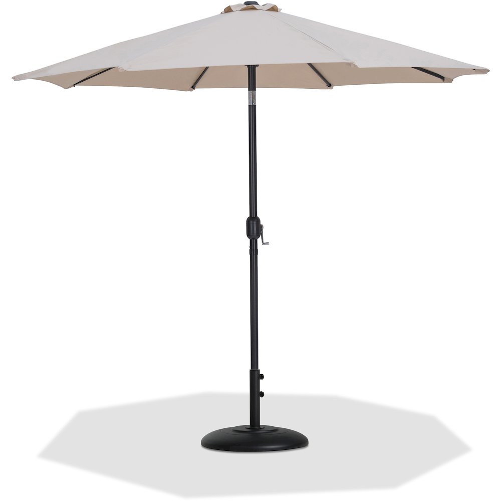 Fiji Beige Fabric / Matte Black Aluminum Patio Umbrella with Base Sets. Picture 1