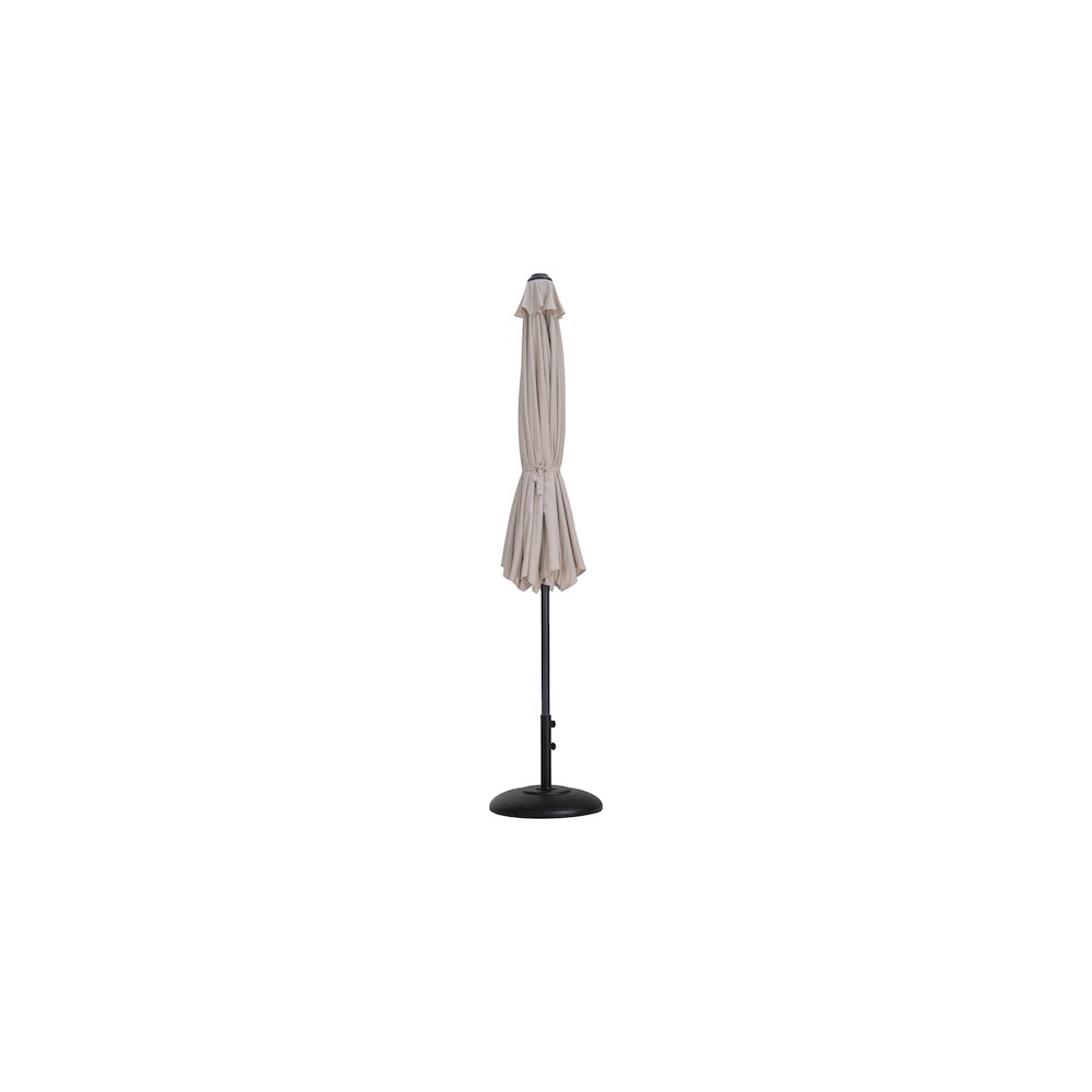 Fiji Beige Fabric / Matte Black Aluminum Patio Umbrella with Base Sets. Picture 10