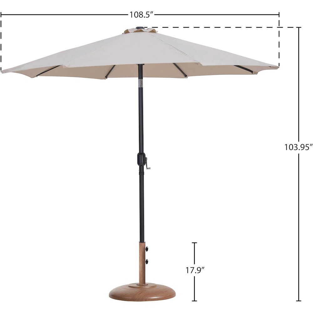 Fiji Beige Fabric / Teak Aluminum Patio Umbrella with Base Sets. Picture 15