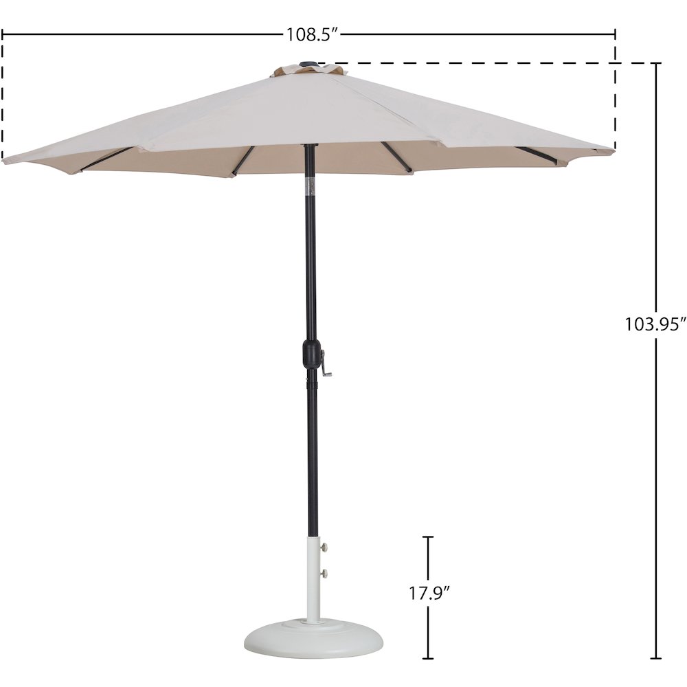 Fiji Beige Fabric / Matte White Aluminum Patio Umbrella with Base Sets. Picture 15