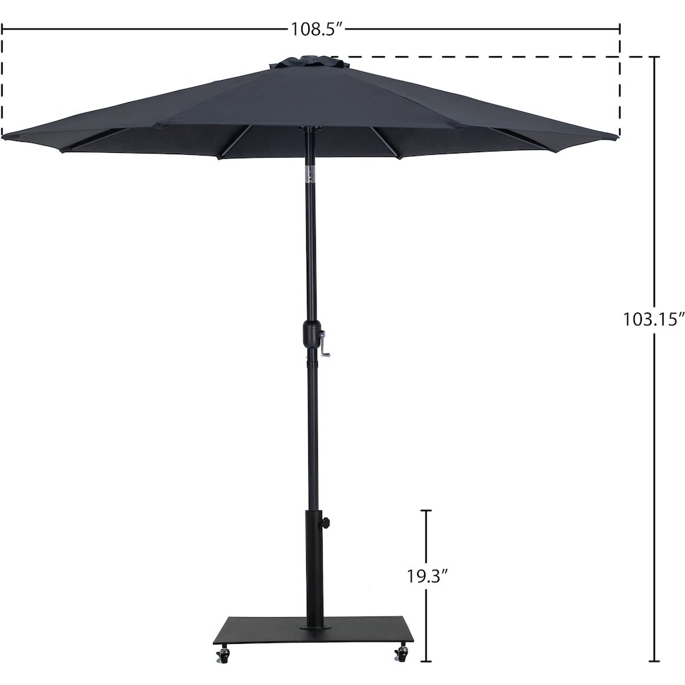 Fiji Black Fabric / Matte Black Aluminum Patio Umbrella with Base Sets. Picture 17