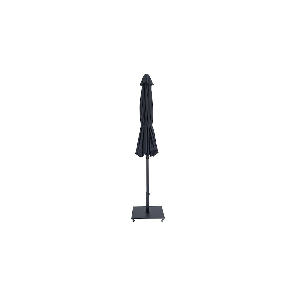 Fiji Black Fabric / Matte Black Aluminum Patio Umbrella with Base Sets. Picture 12