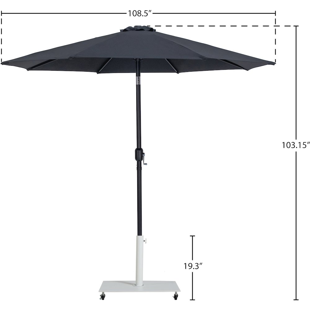 Fiji Black Fabric / Matte White Aluminum Patio Umbrella with Base Sets. Picture 17