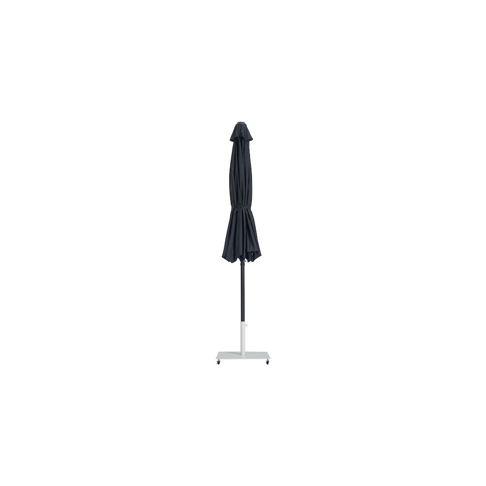 Fiji Black Fabric / Matte White Aluminum Patio Umbrella with Base Sets. Picture 12