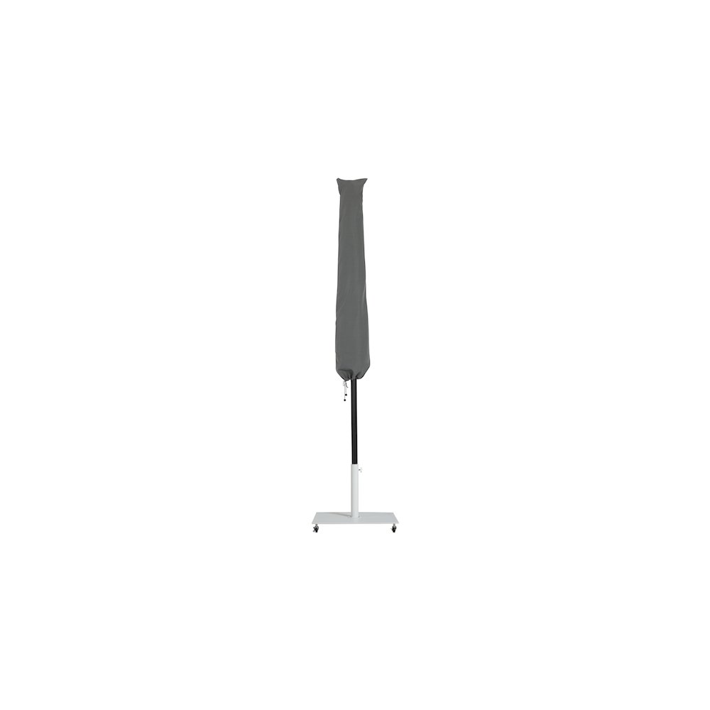 Fiji Black Fabric / Matte White Aluminum Patio Umbrella with Base Sets. Picture 13