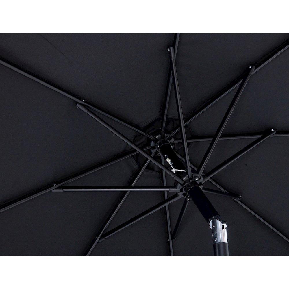 Fiji Black Fabric / Matte White Aluminum Patio Umbrella with Base Sets. Picture 15