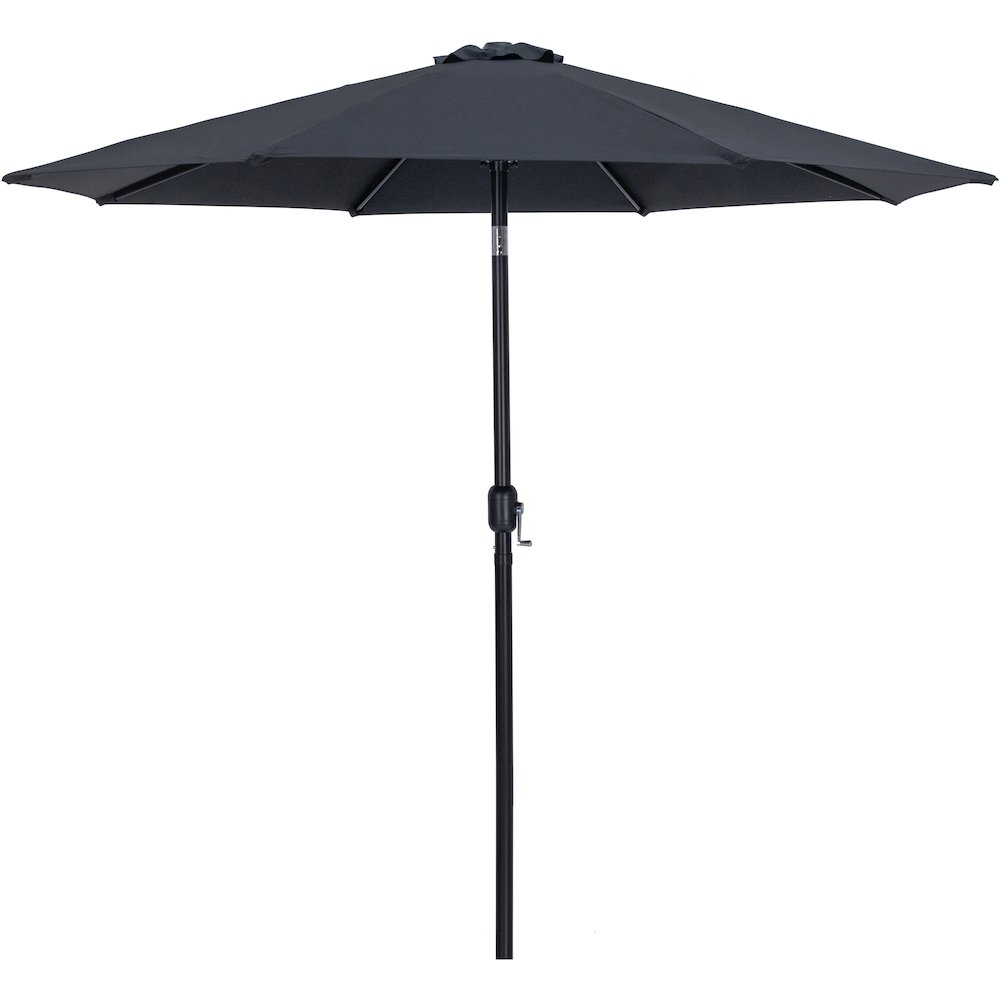 Fiji Black Fabric / Matte White Aluminum Patio Umbrella with Base Sets. Picture 2